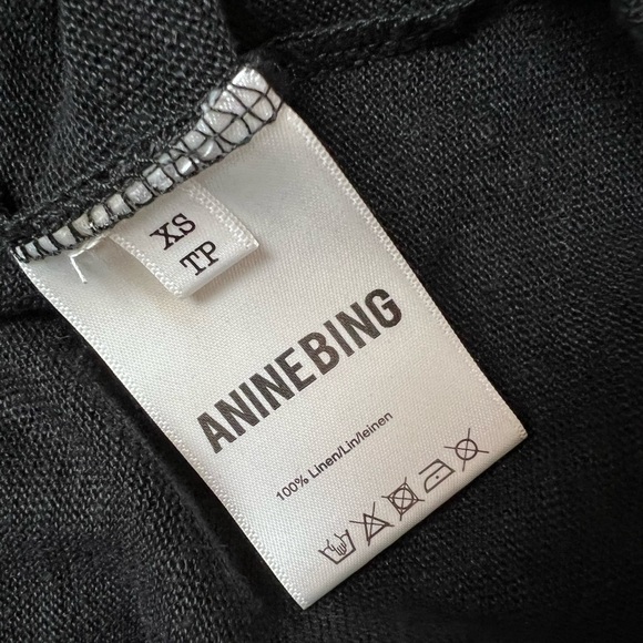 ANINE BING Linen Relaxed Fit Scoop Neck Sleeveless Lightweight Black Tank Top XS - Picture 9 of 9